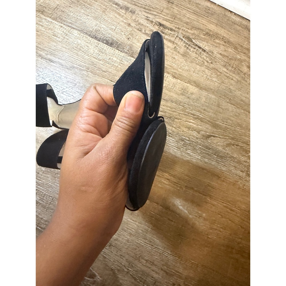 Jeffrey Campbell Lindsay Black Suede Block Heel Sandals Size 8 Minimalist Chunky - Picture 9 of 10